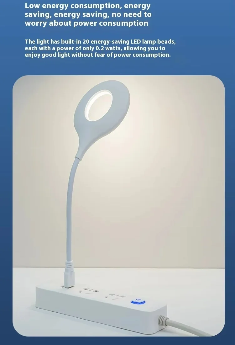 2 قطعة USB LED مصباح طاولة ذكي لون واحد درجة الحرارة خرطوم مرن المحمولة القراءة التعلم الخفيفة