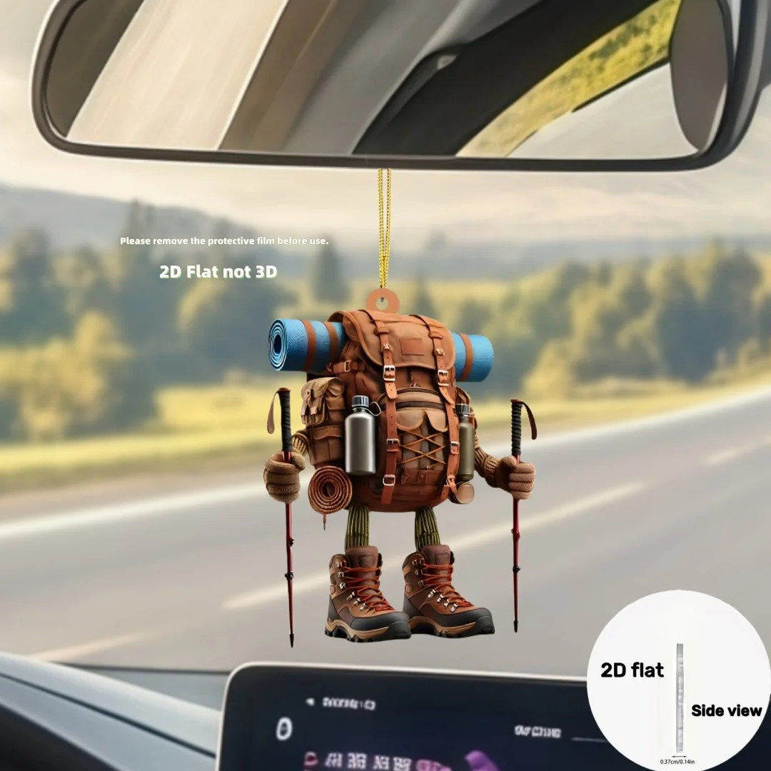 المشي لمسافات طويلة على ظهره قلادة المفاتيح، الرياضة في الهواء الطلق موضوع 2D شقة الاكريليك زخرفة سحر، شنقا الديكور للسيارة، حقيبة، احتفالية، هدية #1