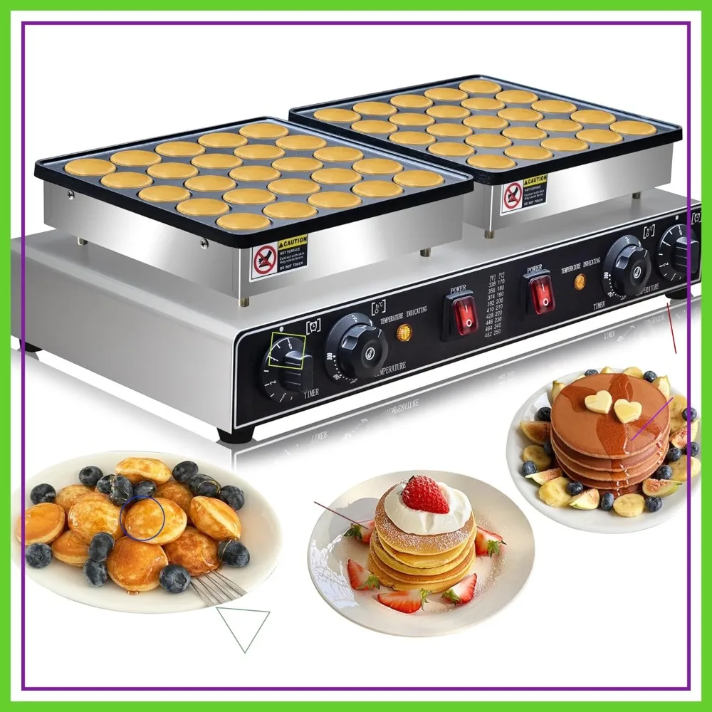 1900W Electric Mini Pancake Maker, 50PCS Commercial Dutch Pancake Grill, Non-Stick for Home Kitchen Restaurant Snack Dessert