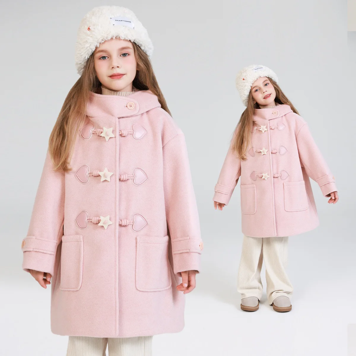 

Зимние детские плащи для маленьких девочек, детское пальто с капюшоном на пуговицах со звездами, розовое толстое теплое пальто для девочек от 4 до 14 лет, куртки для девочек-подростков, парки