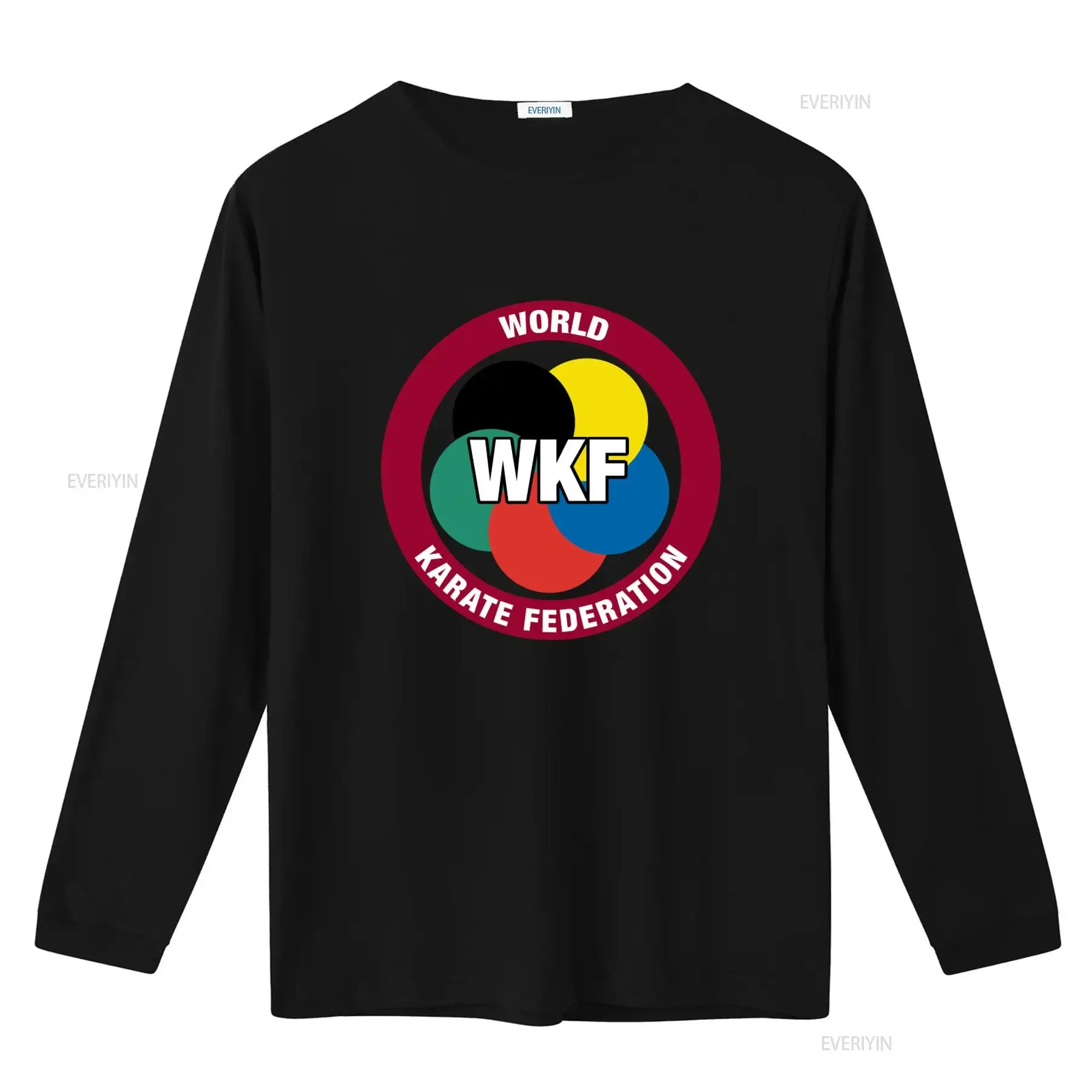 WKF World Karate Federation Logo Men's T Shirt Gray Black White Sizes S to 5XL vintage Washed Stretched Unisex