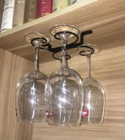 Metal Wine Glass Rack Stemware Hanging Holder Under Cabinet Wine Glass Storage Hanger Rack Organizer Bar Kitchen Supplies