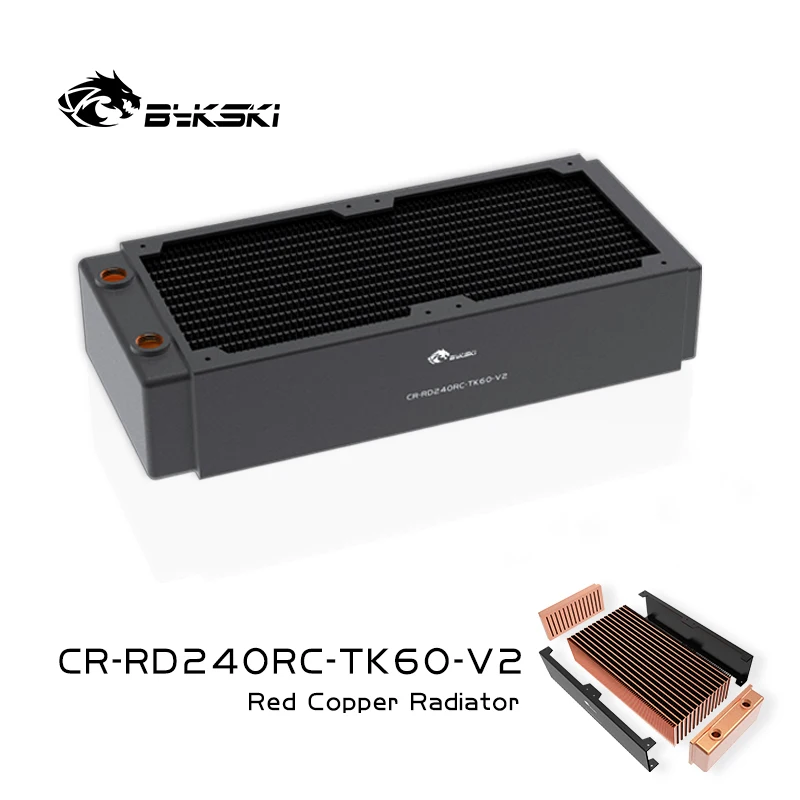 

Bykski Water Cooling Radiator 120/240/360 60mm,Red Copper/ 3 Layers 14 FPI/ 120mm Fan Computer Water Cooling Liquild Cooler Row