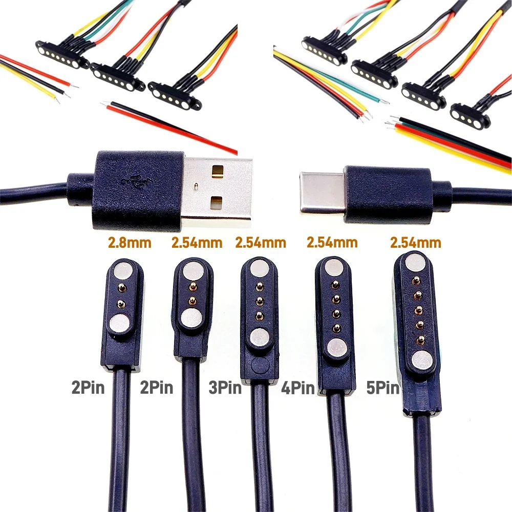 2A DC Magnetic Pogo Pin Connector 2Pin 3Pin 4 5 6 7 8 9 Pin Pogopin Male Female spacing 2.5/2.80mm Spring Loaded DC Power Socket