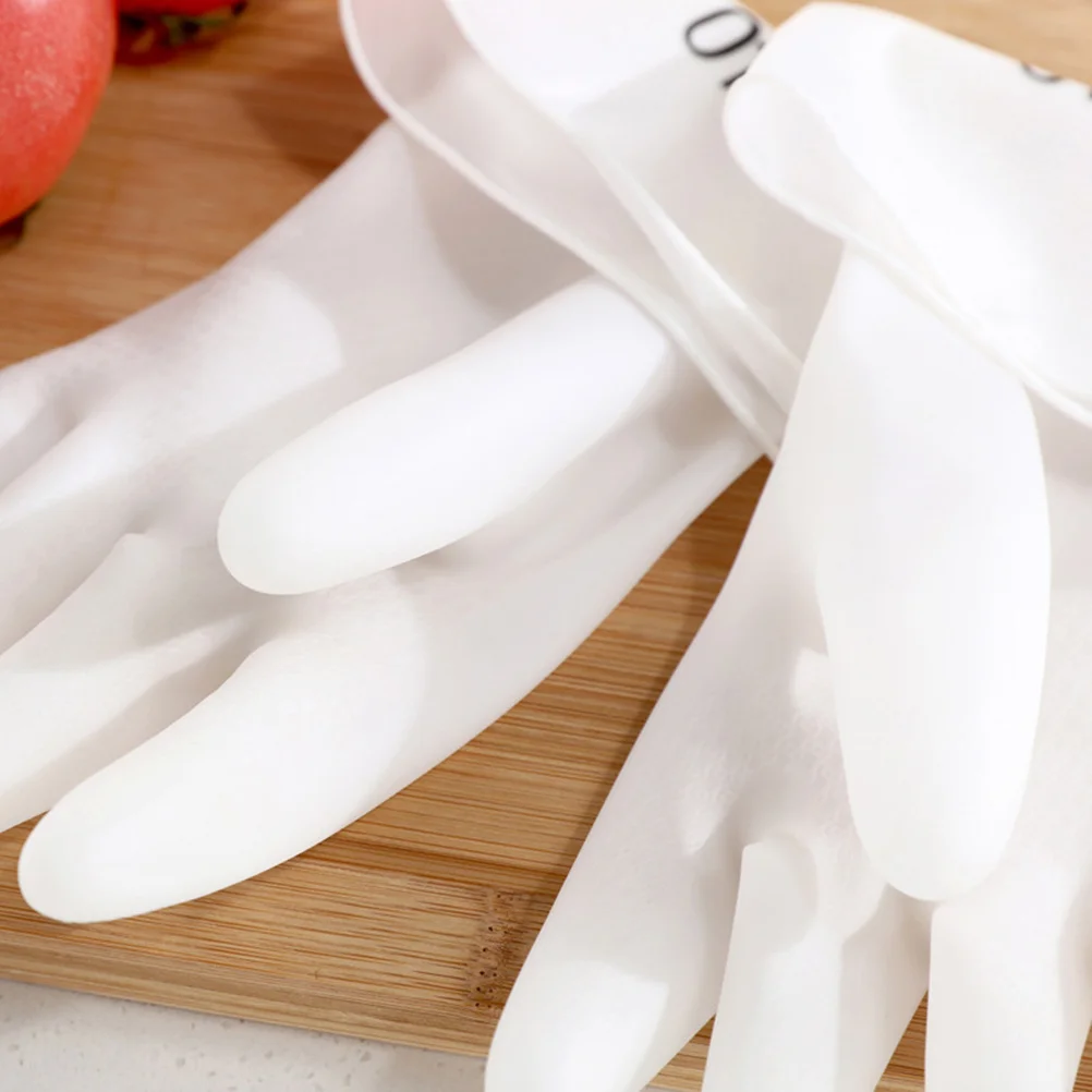 

4pcs Household Cleaning Gloves Waterproof Reusable Lightweight Anti-Slip For Kitchen Toilet Laundry Gardening S White