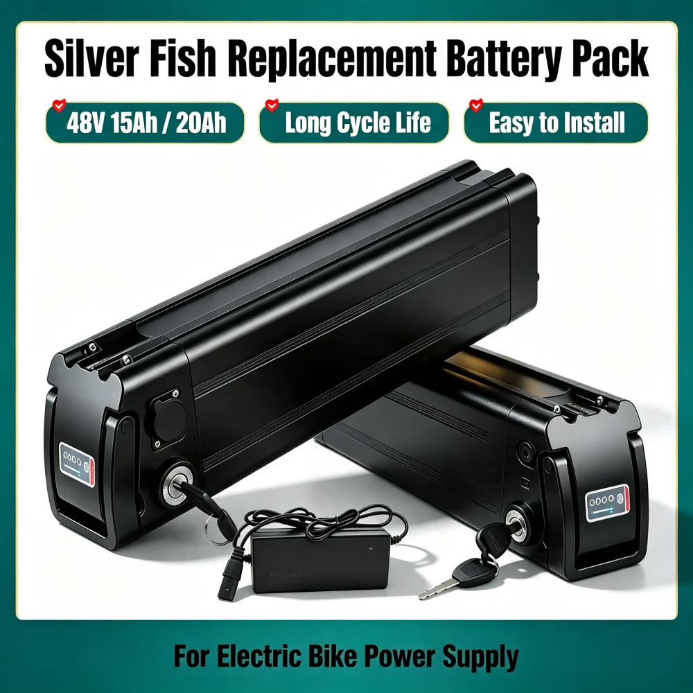 18650 Lithium-Akku 48V 20Ah 15Ah mit integriertem 30A BMS für Silverfish 250W-1000W Bafang Motor Kit mit 2A Ladegerät