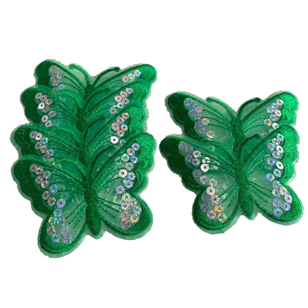 10Pcs Mixing Sequins Patch Embroidered Butterfly Iron On Patches For Clothing Badge Sticker Apparel Accessories 9 x 6.5cm