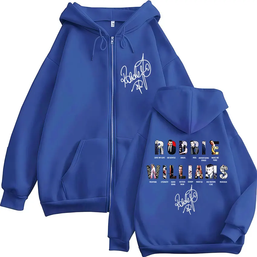 Robbie Williams Album Cover Tour Merch Reißverschluss-Hoodies Herren- und Damenbekleidung Mode Kapuzenpullover mit Reißverschluss Jacken Streetwear – Detail 6