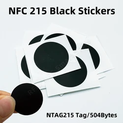 NFC 215 Czarny znacznik 13,56 MHz ISO14443A 504 bajty Czarna naklejka Ntag 215 Naklejka NFC do wszystkich telefonów NFC Etykieta samoprzylepna RFID