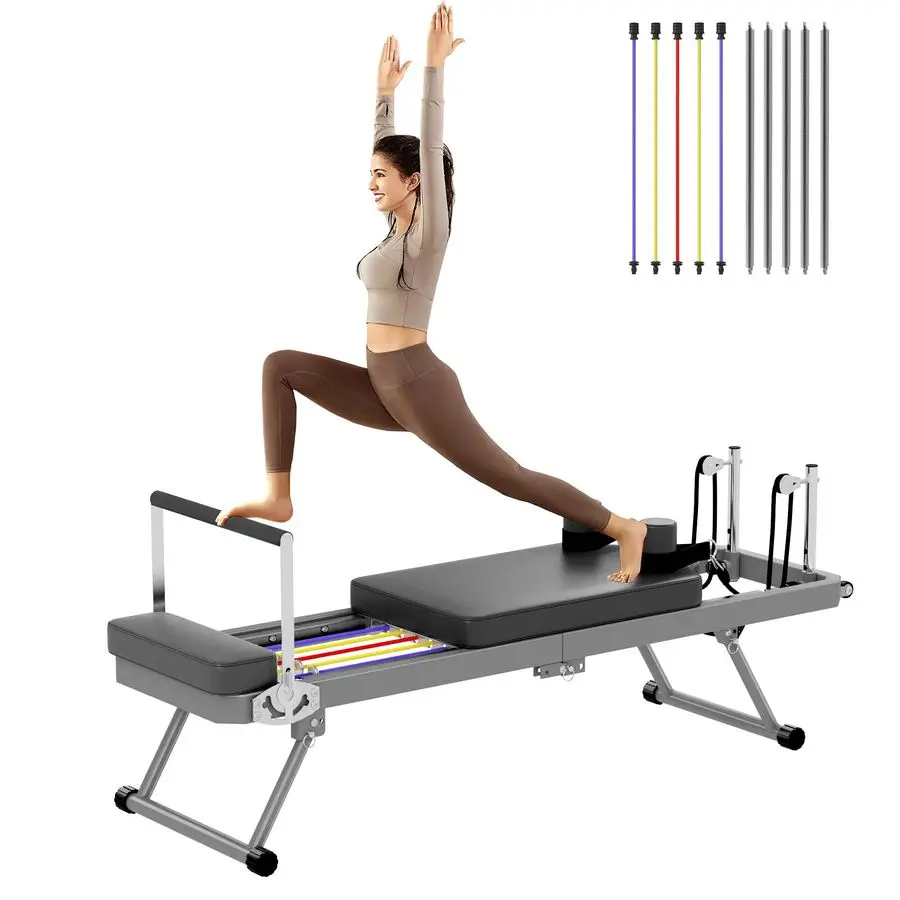

Foldable Pilates Reformer Machine for Home Gym, Pilates Workout Equipment for Beginner, Cardio Fitness High Strengt Customizable