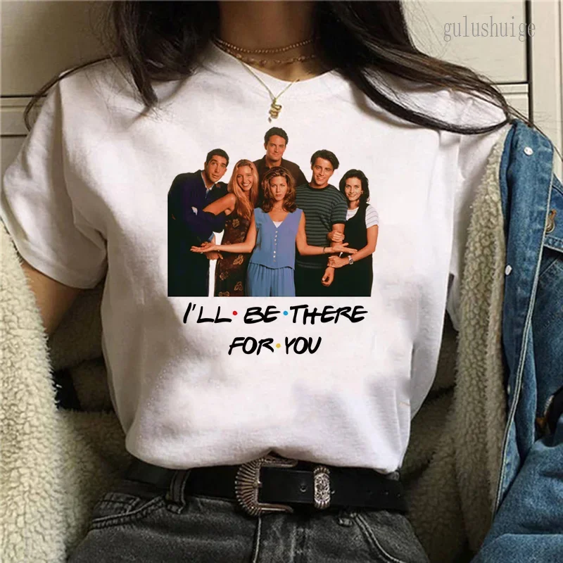 Friends Tv Show Funny Cartoon T Shirt Women Ullzang Cute Korean Style Kawaii Tshirt Harajuku Best Friend Graphic T-shirt Female