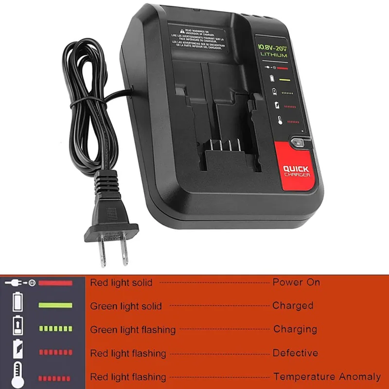 20V Li-ion Battery Charger For Black&Decker For Porter Cable/Stanley 18V Electric Drill Screwdriver Tool Accessory Fast Charge