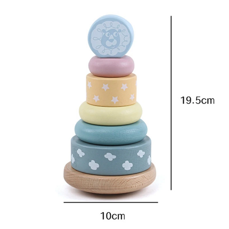 Wooden Stacking Tower,Macaron Colored Non-Reverse Educational Toys Handmade Wooden Toy For Stacking For Childs Gifts