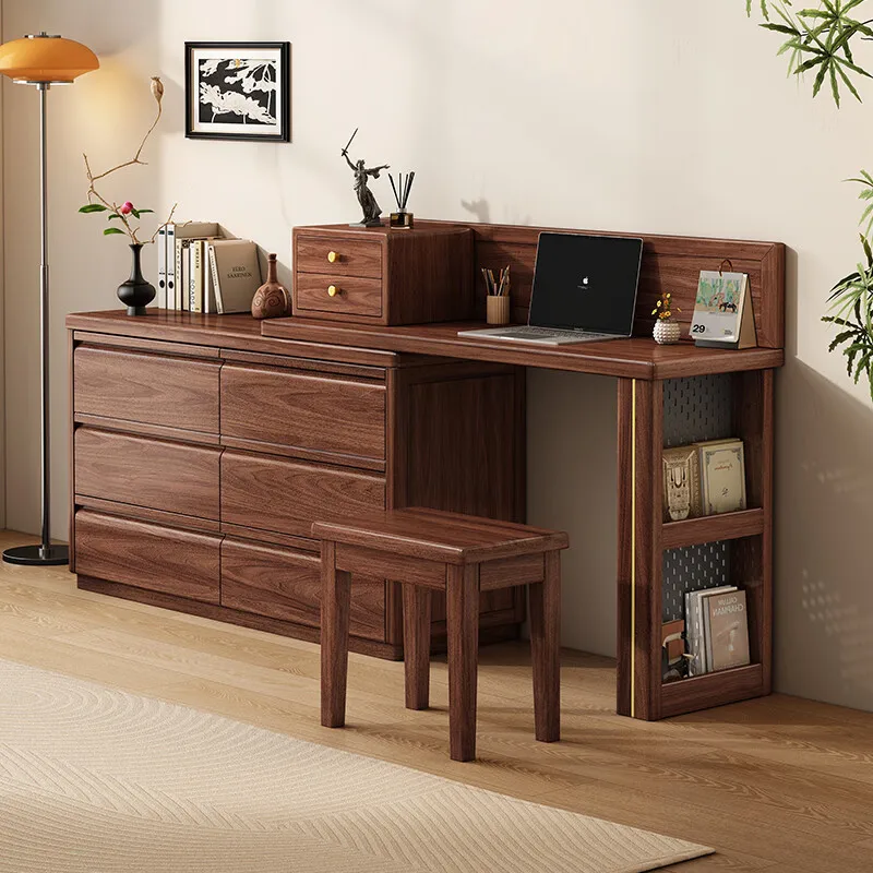 Настраиваемый новый китайский туалетный столик из цельного дерева, домашнее хранение с зеркалом для макияжа, мебель для спальни, простое хранение