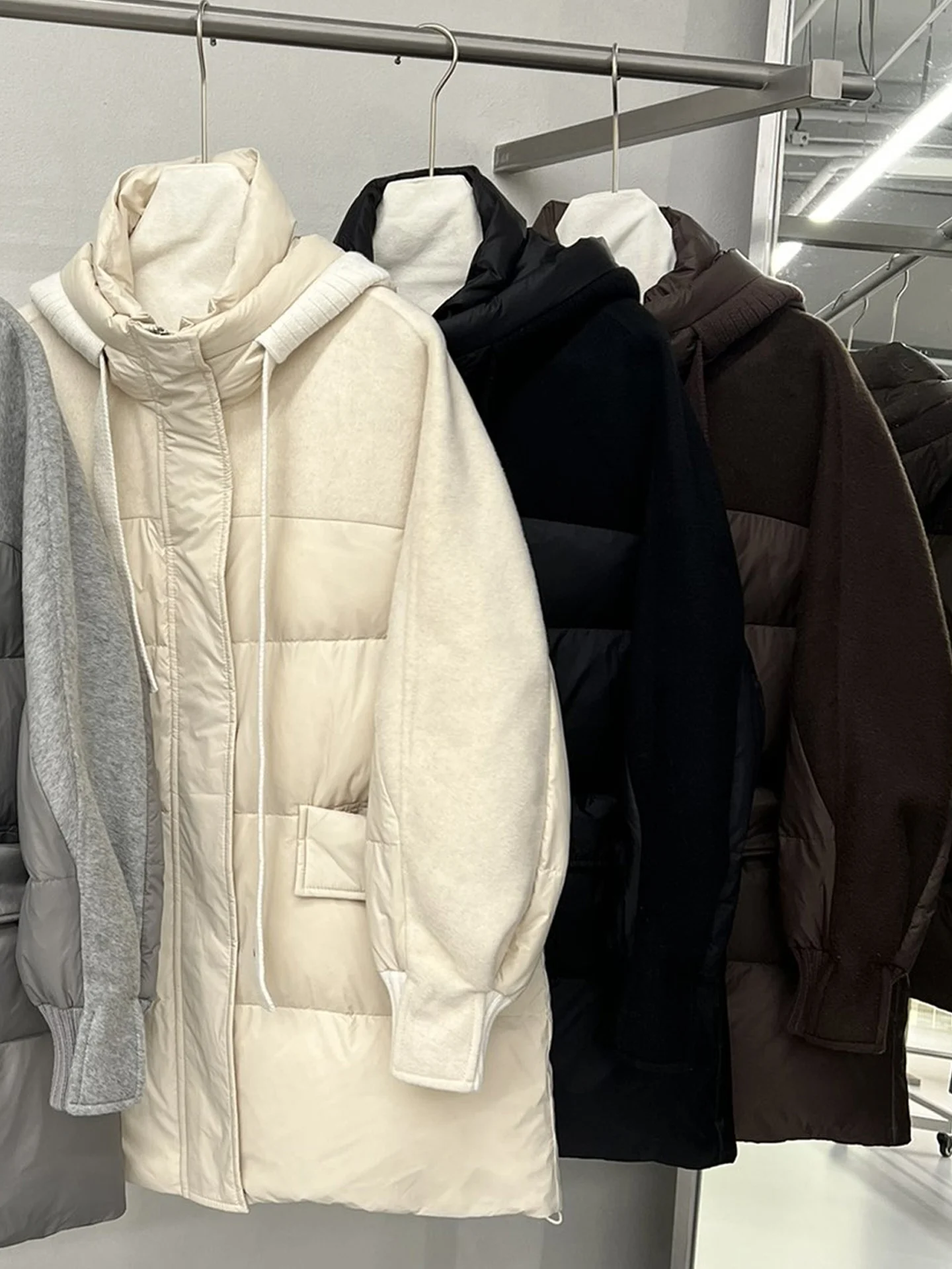Autumn And Winter New White Duck Down Filled Double-Faced Cashmere And Wool Splicing Short Down Jacket