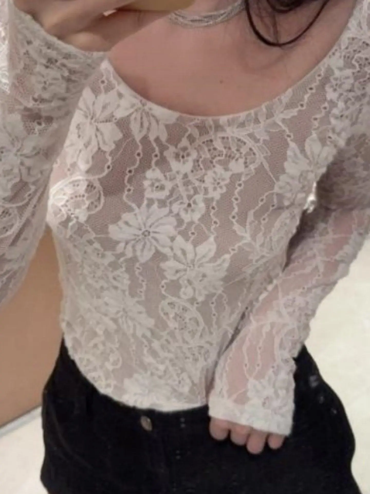 

Кружевной длинный комбинезон-футболка для женщин, модный тренд, зимний новый дизайн, базовая модель, для повседневной носки, корейская версия, приталенный крой