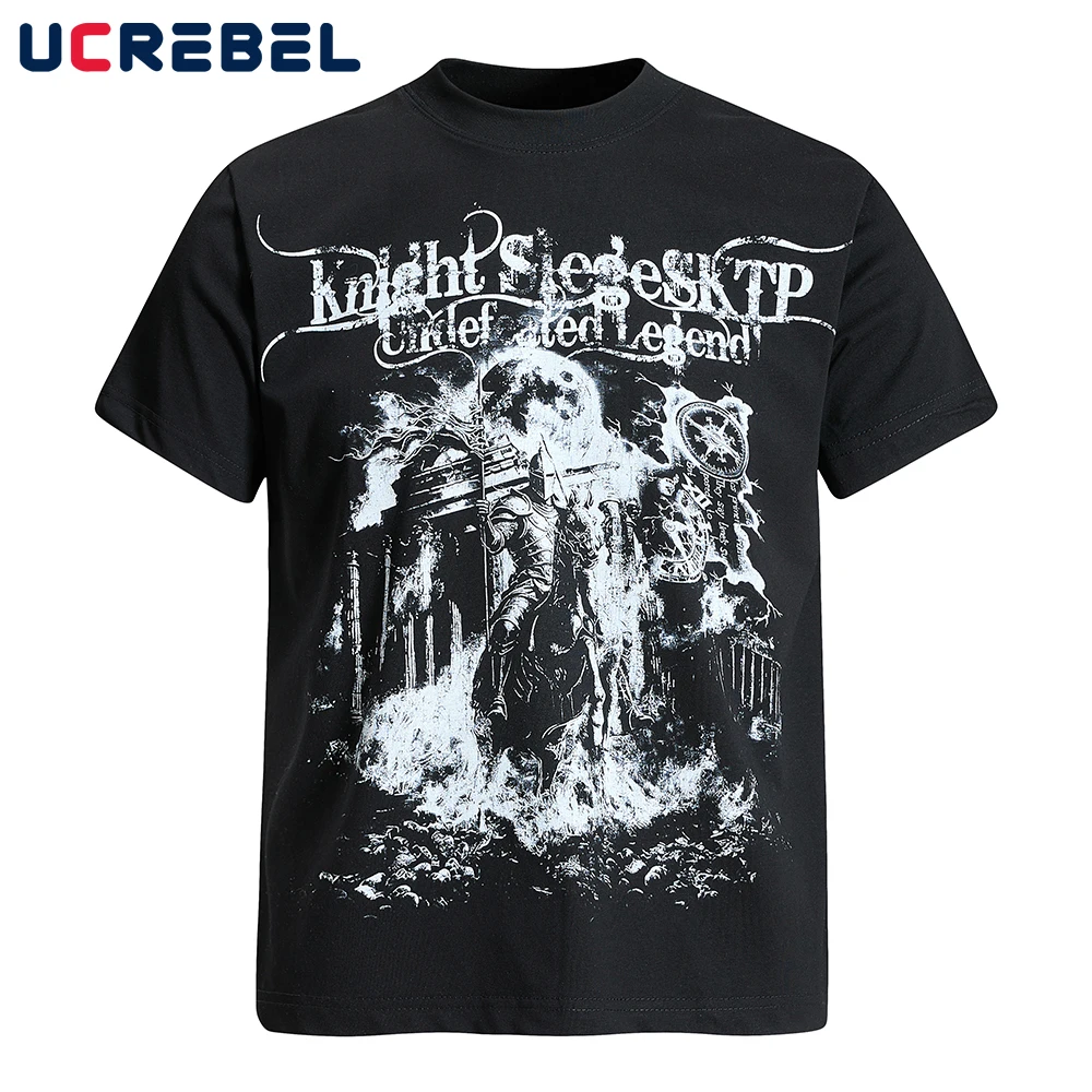 

Мужская футболка с принтом Knight, летняя, в стиле ретро, уличная мода, с коротким рукавом, круглым вырезом, хлопковая, мужская футболка