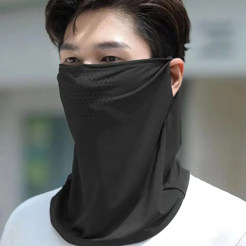 Unisex Face Scarf Breathable Ice Silk UV Sun Protection Mask Soft Adjustable Anti Ultraviolet Thin For Summer Outdoor Activities