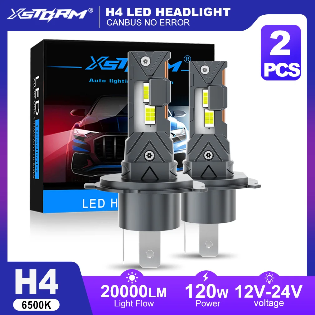 Xstorm h4 led farol 25000lm 70w h7 lâmpadas led canbus sem erro carro turbo luz luzes de nevoeiro plug play 6500k 12v 24v