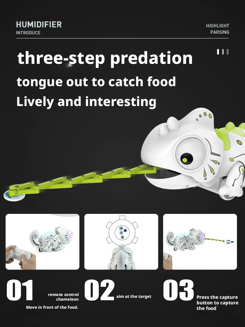 RC Chameleon 2.4G Intelligent Dinobot Toy Remote Control Electric Lizard Pet Car Robot Animal Gift for Kids