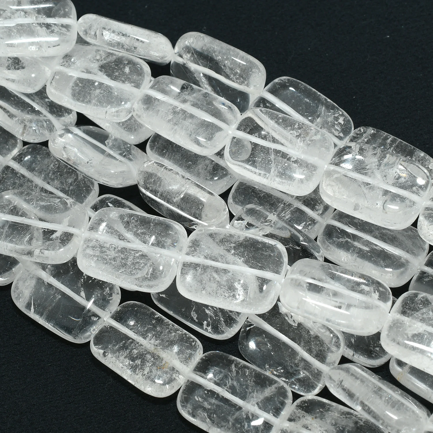 Natural Clean White Quartz Crystal With Inclusion Irregular Flat Rectangle Beads 15x20mm