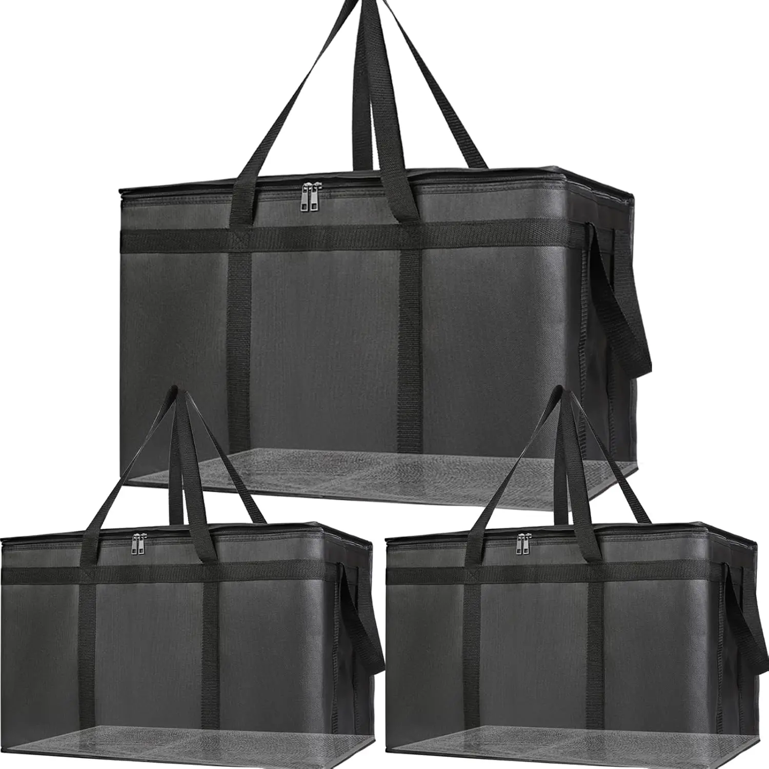 

Insulated Food Delivery Bag 3-Pack, Large XXXL Catering Cooler with Hard Bottom, Thermal Hot/Cold Carrier for Rideshare, Travel