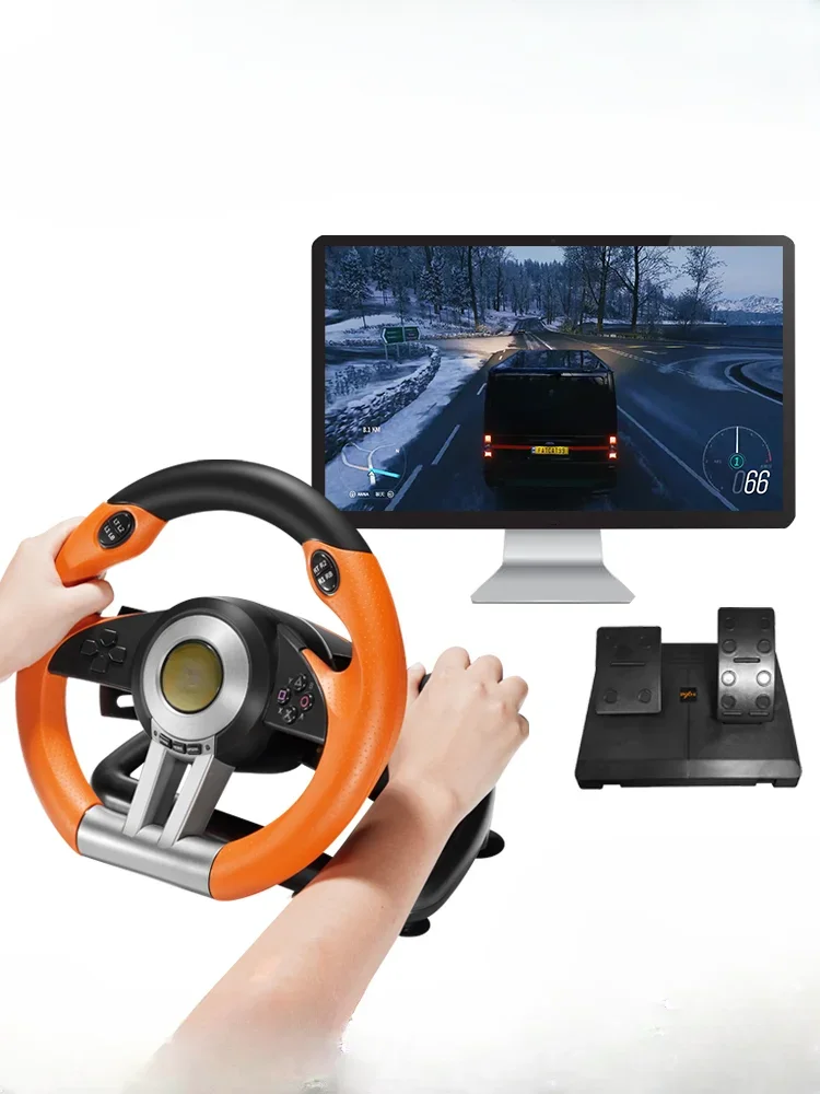 

Computer racing game steering wheel PC simulator driving