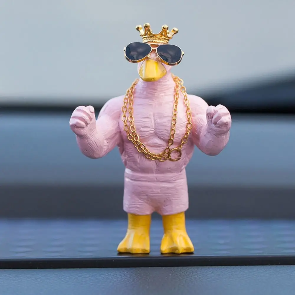 Wearing Sunglasses Gold Chain Duck Art Sculpture Crafts Resin Advanced Sense Center Console Car Interior Creative Funny