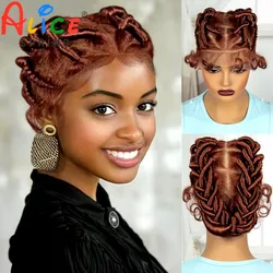 Synthetic Full Lace Braided Wigs Knotless Box Braids Wigs Ginger Orange Bantu Braided Wigs with Baby Hair for Black Women