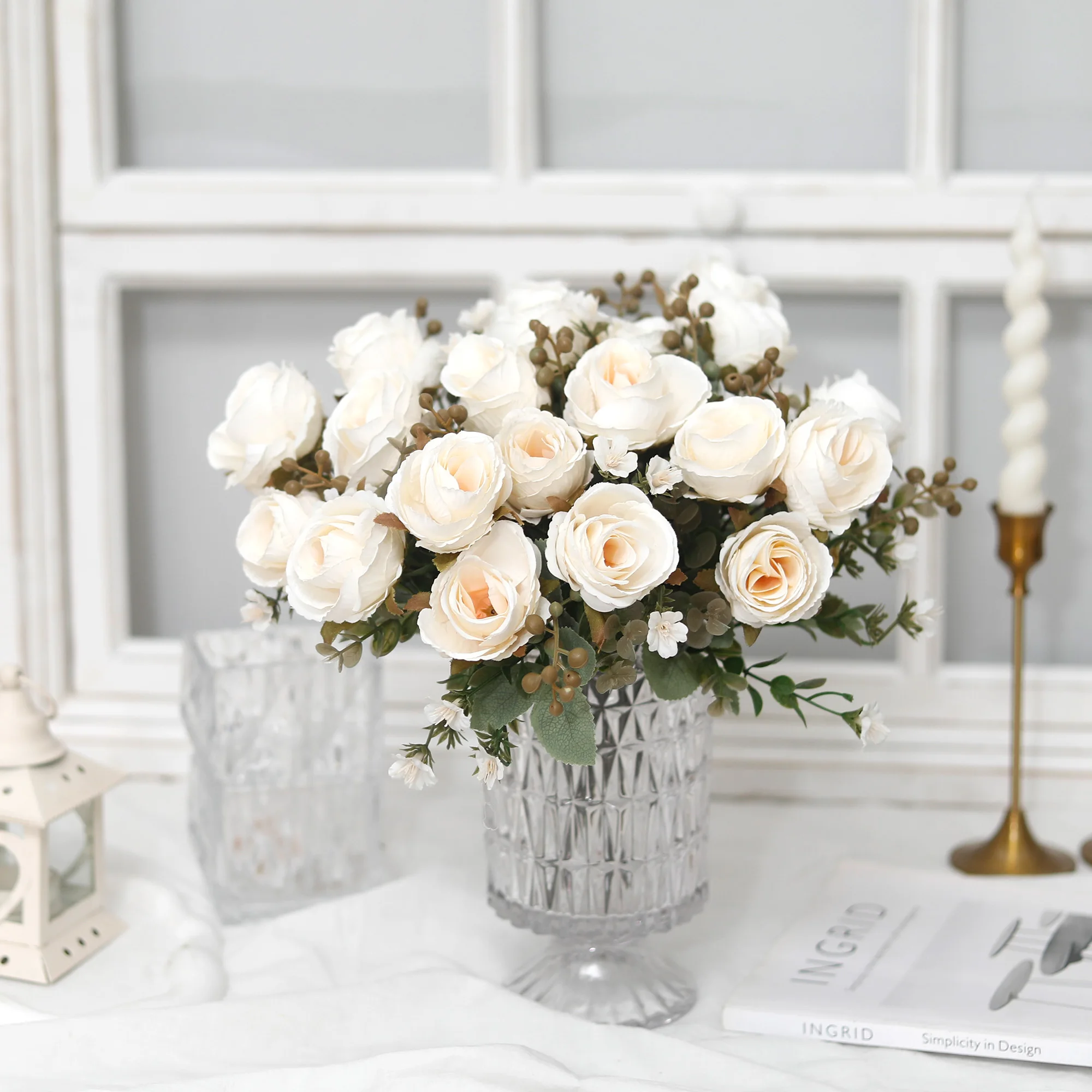 الخريف الزفاف الديكور الزهور الاصطناعية الحرير الورد وهمية العروس باقة المنزل حديقة غرفة الجدول داخلي في الهواء الطلق زينة عيد الميلاد #5