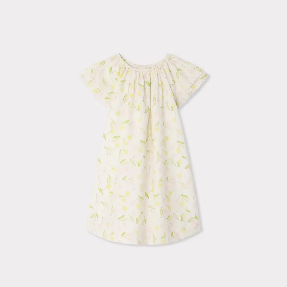 Summer Kids Girl Clothes Baby Girls Dress Cherry Print Pattern Loose and Comfortable Girls' Dress French Style Dress