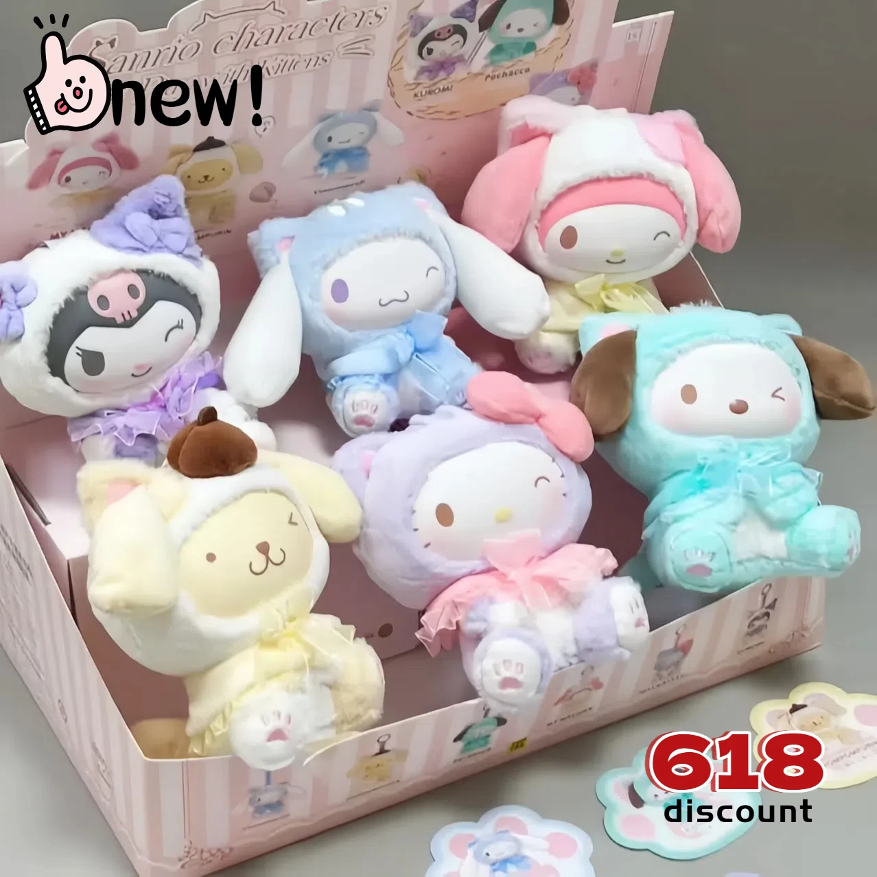 

Original Sanrio Anime 9th Play With Kittens Series Vinyl Blind Box Plush Latte Kawaii Kulomi Backpack Pendant Toy Birthday