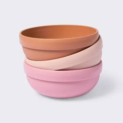 Bowls - 3pk - Rust/Pink - Cloud Island: Solid Pattern, 5" Diameter, Round Shape, Baby Bowls