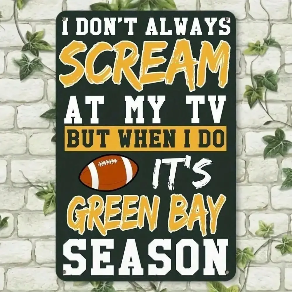 Letreros Metálicos Vintage de 8x12 Pulgadas - Decoración de Pared para Cuarto de Hombre, Bar, Garaje, Oficina en Casa |   Regalo para Fanáticos de la NFL de los Packers Estilo Rústico |   Pregunta divertida
