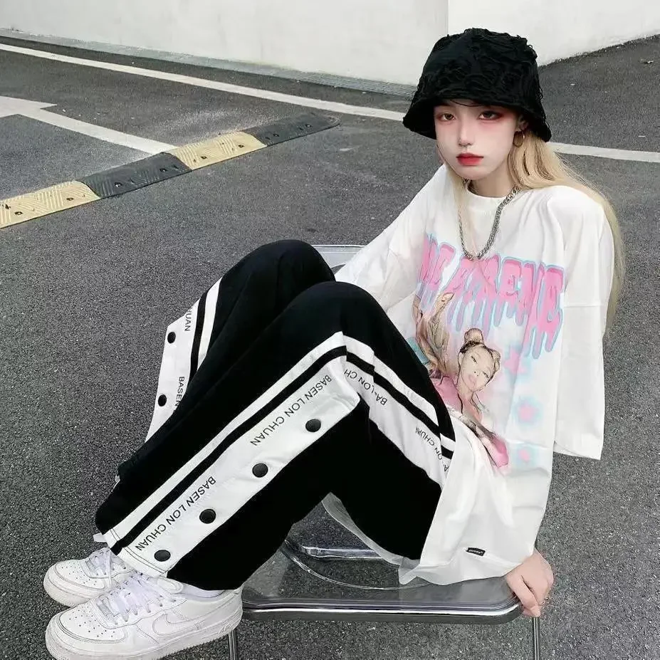 Slim Fit Sporty Casual Pants for Women Thin Style Student Fashion Trendy Loose Versatile Streetwear Urban Style Long Trousers