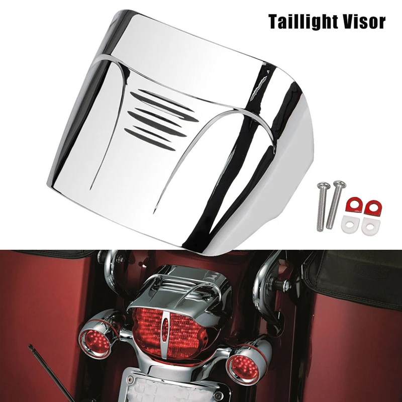 Chrome Tail Light Visor Cover For  Dyna Softail FXD FLHT FLST FXR FLTR 883 Parts Accessories