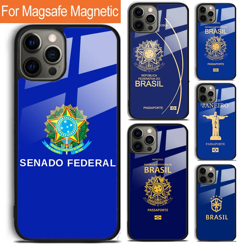

Бразильский чехол для телефона с паспортом для iPhone 17, Air 16, 15, 14, 12, Pro Max Plus Magsafe, магнитный чехол для беспроводной зарядки
