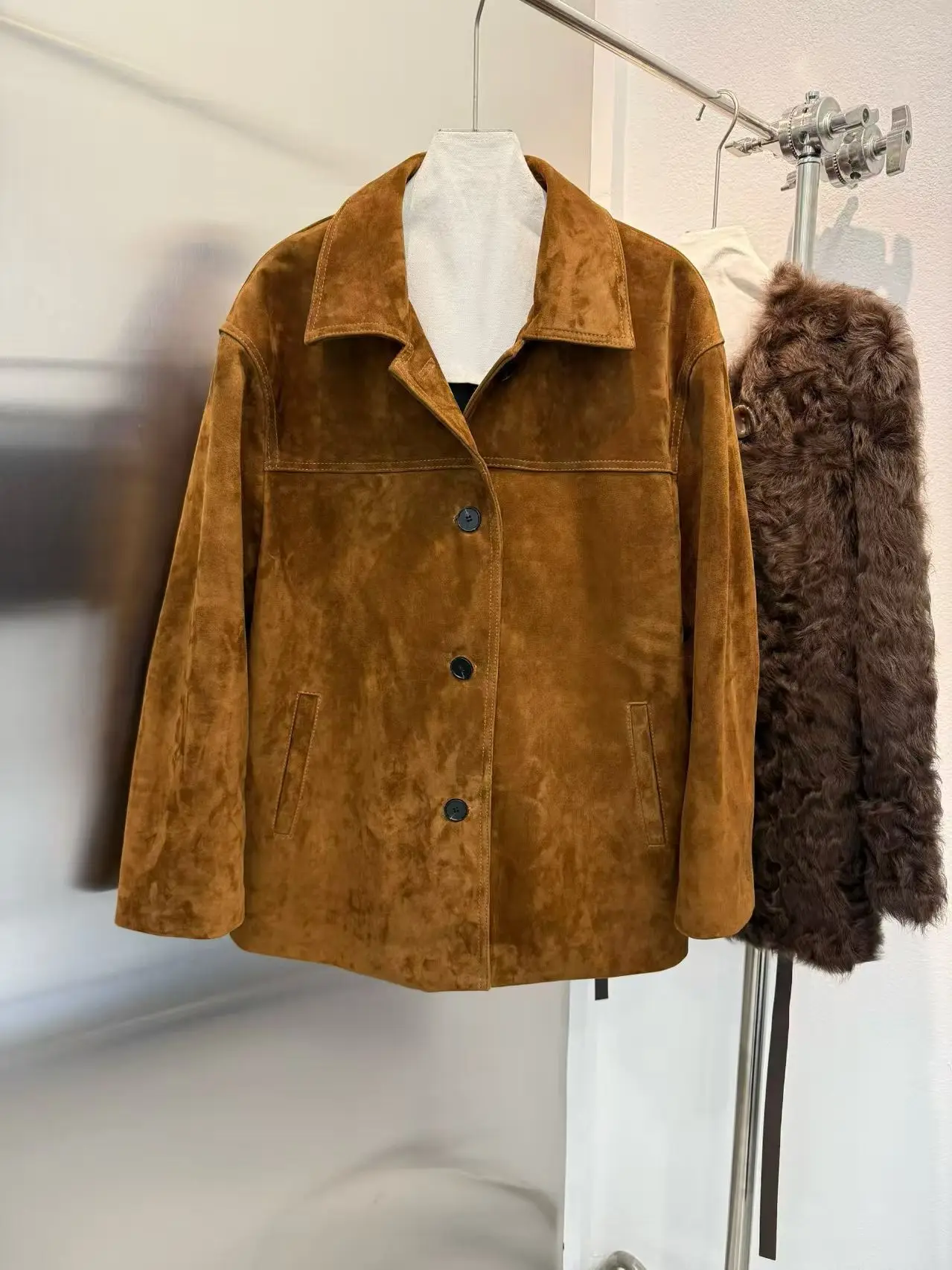 Giacche in pelle scamosciata per bambini per donna 2025 Nuova moda coreana Cappotti in vera pelle stile casual allentato Capispalla