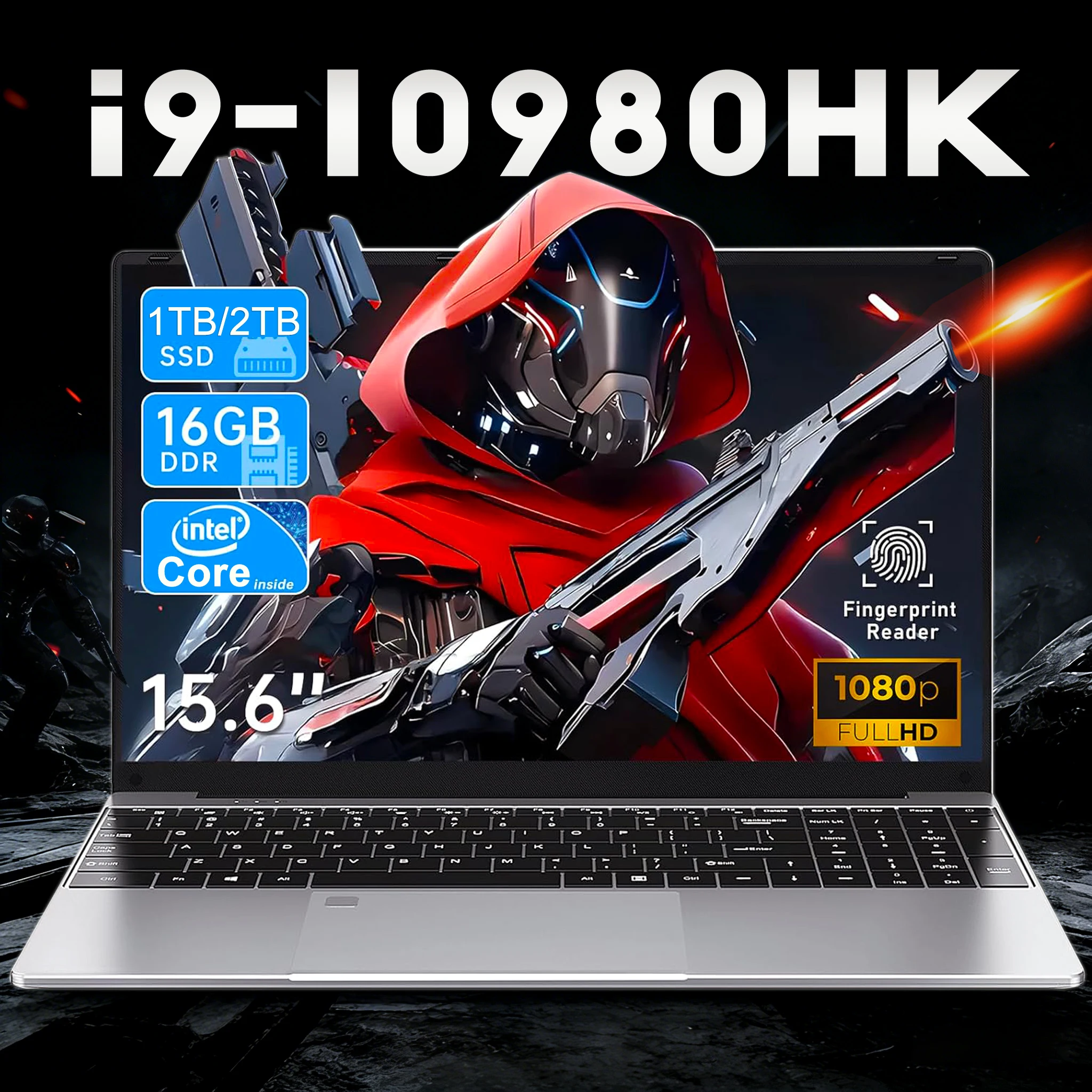 

Портативный игровой ноутбук 15.6 дюймов с процессором Intel Core i9 10980HK, 16 ГБ ОЗУ, 1/2 ТБ SSD, сканером отпечатков пальцев, подсветкой клавиатуры
