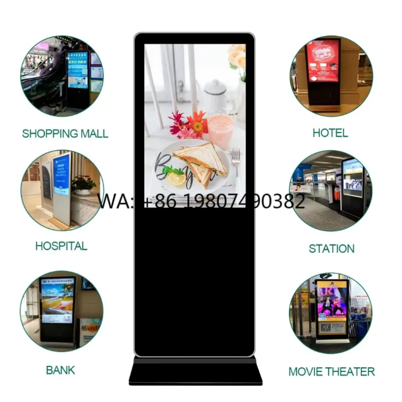 

32 43 49 55 65 Inch 4K Touchscreen Floor Stand Digital Signage Indoor Advertising Screen For Shopping Mall Elevator Commercial