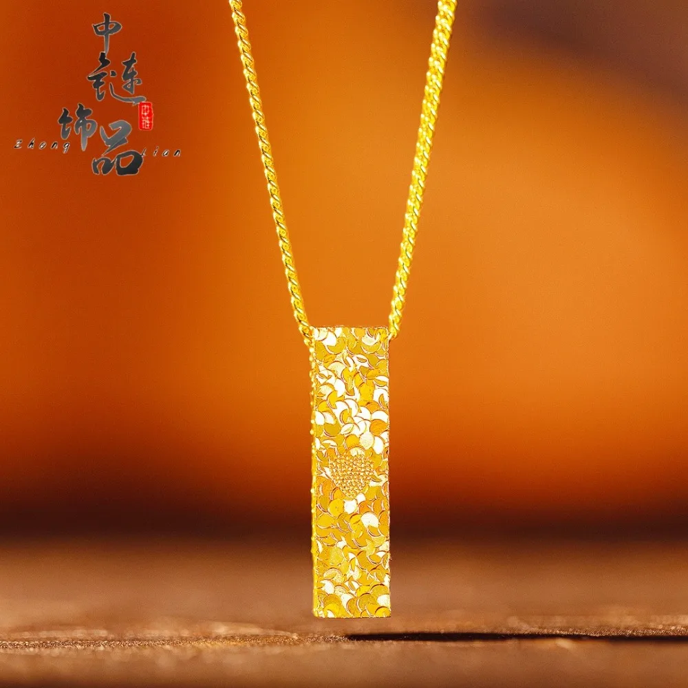 Broken broken ice love column necklace women light luxury high-grade broken ice ice 9999gold