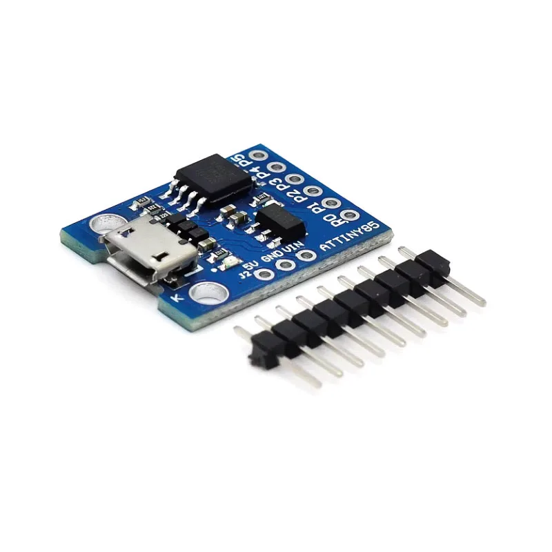 ATtiny85 Mini Development Board Module Micro USB Interface Programming MCU 8KB Flash 512B RAM 6 I/O PinsBlack Blue DIY