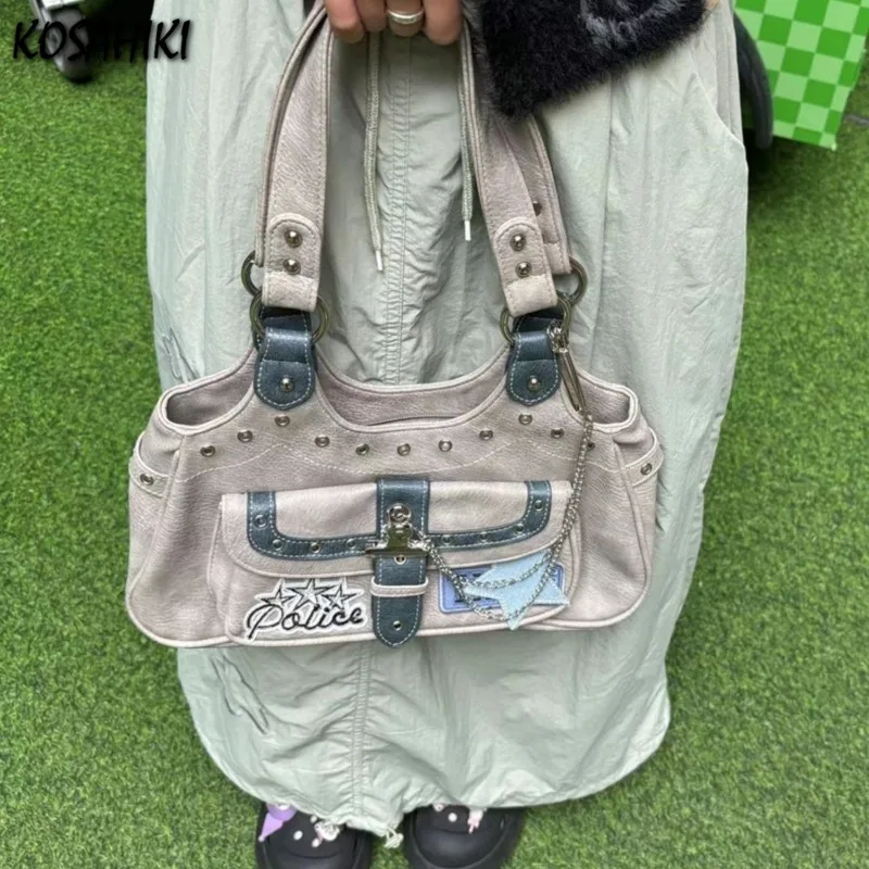 

Vintage Y2k Aesthetic Star Belt Women's Handbags Casual Streetwear Trendy Shoulder Bags Office Lady Chain All Match Underarm Ba