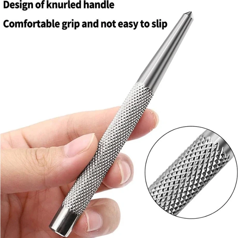 High Hardness Center Punch Non-slip Handle Tapered Punch Point Punch Locator Metal Drill Mark Center Punch Fitter's Chisel Punch
