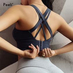 Reggiseni sportivi senza cuciture donna Plus Size Sexy Gym Crop Top reggiseno Yoga solido traspirante allenamento Sport Top intimo sportivo S-XXL