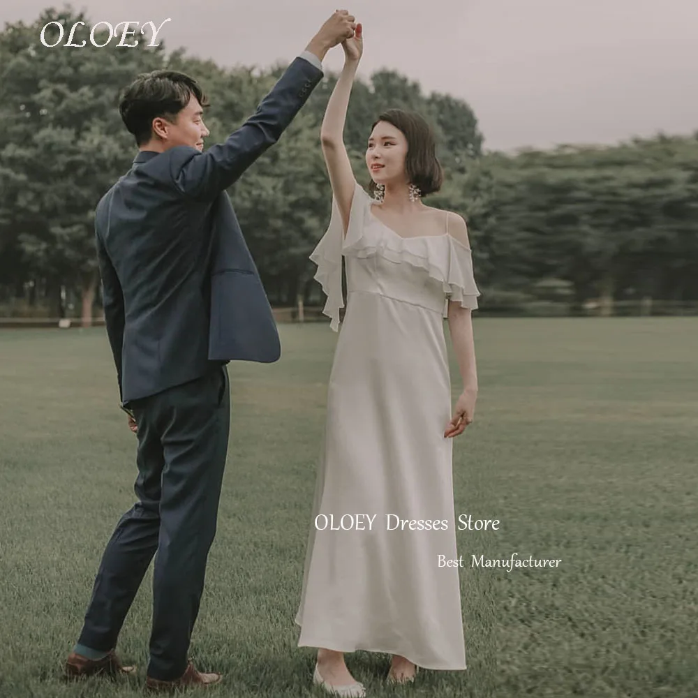 

OLOEY Korea 피로연드레스 2025 Spaghetti Straps A-line Ruffle Wedding Shooting Dresses Simple Elegant Bridal Gown Custom Made