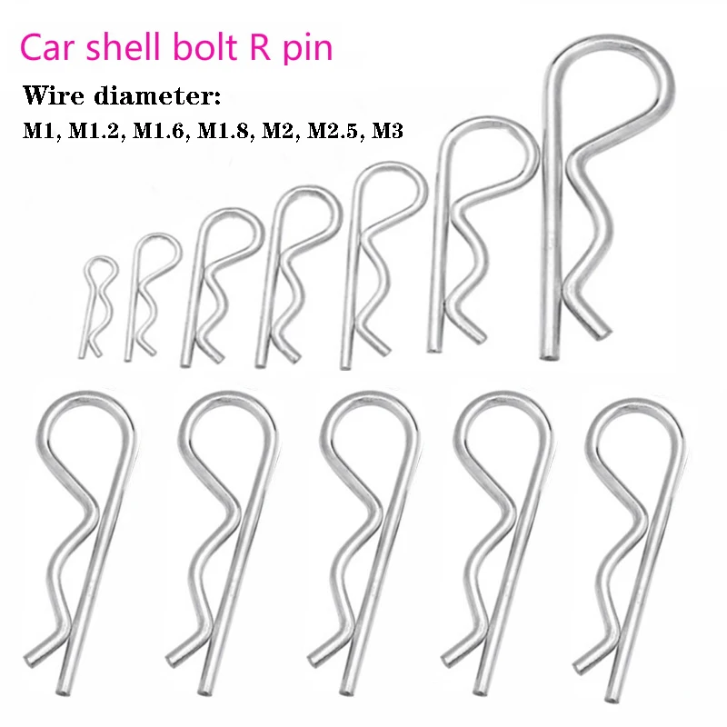 10PCS M1, M1.2, M1.6, M1.8, M2, M2.5, M3 spring opening R-type car pin fixing clamp spring pin