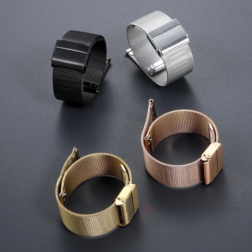 Correa de reloj milanesa de malla de 18mm, 20mm, 22mm y 0,4mm para Huawei Watch GT4/3, correa de acero inoxidable para pulsera de liberación rápida DW