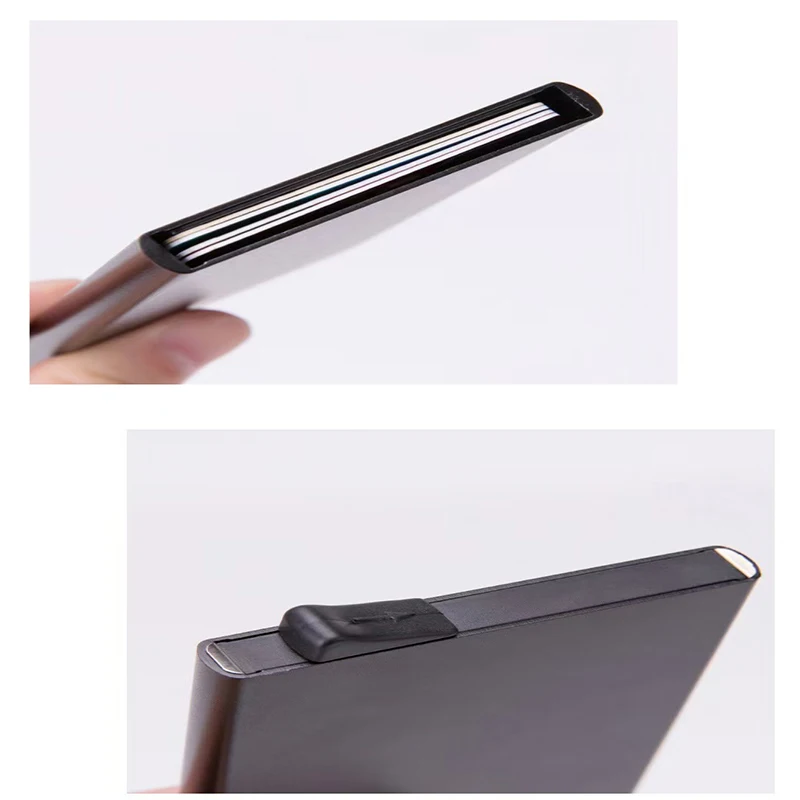 YATBEST Metal Card Bag Mini Ultra-Thin Card Clip Bottom Push Automatic Pop-Up Portable Credit Card Clip