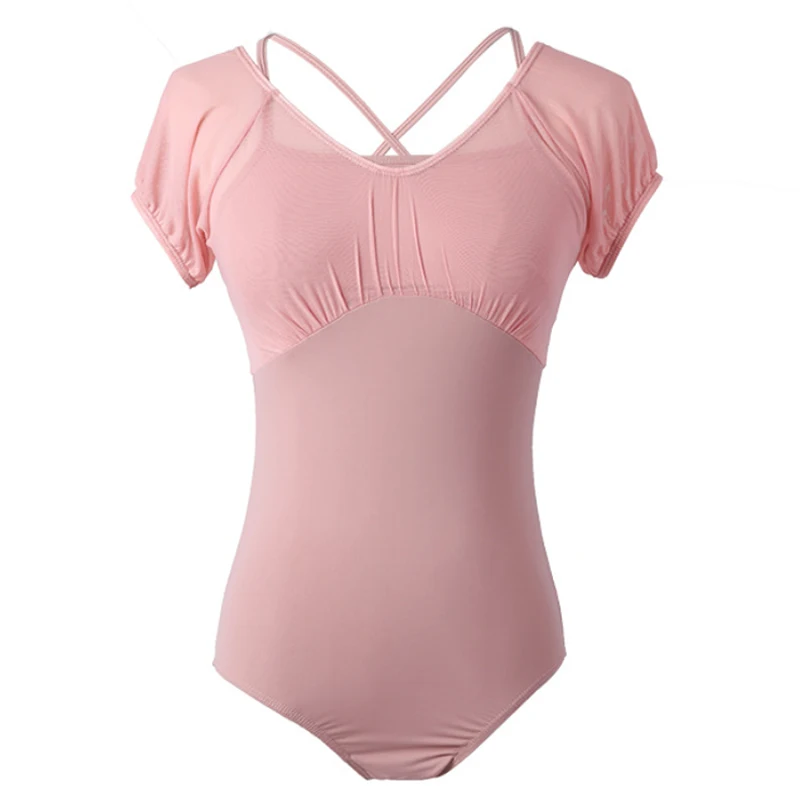 練習用ドレス-レディース-半袖-ガーゼ-ダンスドレス-大人用-バレエドレス-アートテスト-ボディスーツ-体操服-ヨガジャンプスーツ